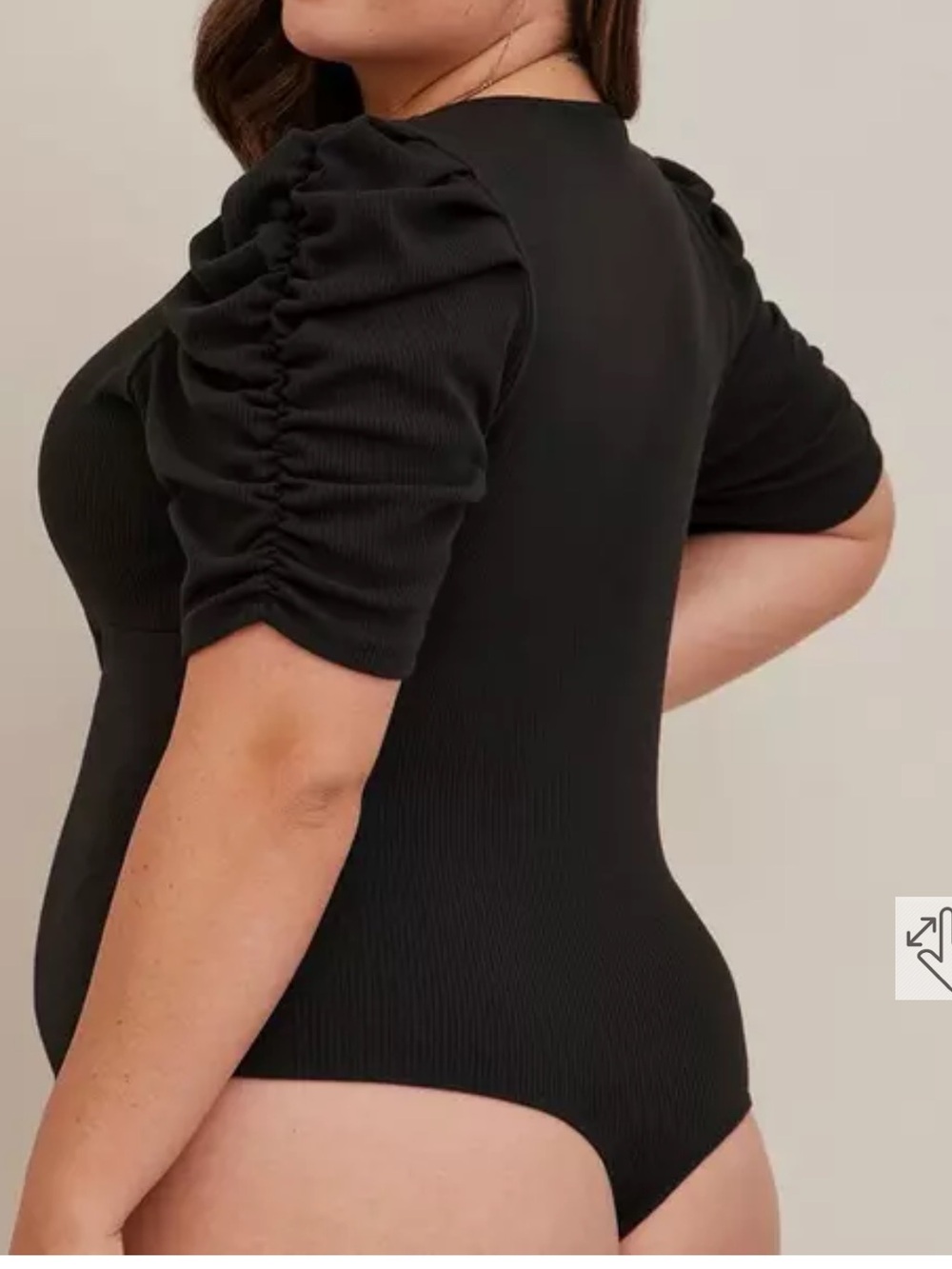Torrid Black V‑Neck Ruched Sleeve Bodysuit NWT - Picture 7 of 9